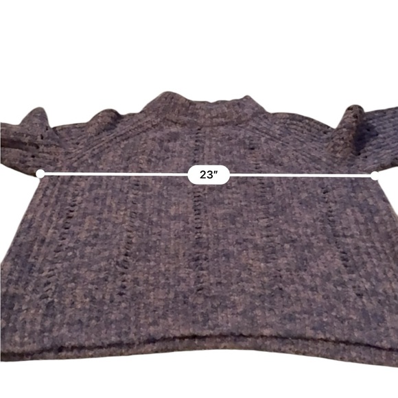 Madewell Pointelle Mockneck Long Sleeve Pullover Sweater in‎ Heather Eggplant M - Picture 11 of 12